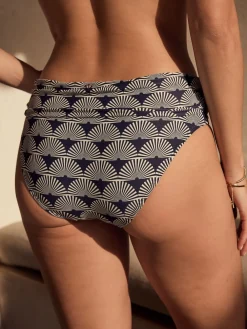 Next Navy/White Fan Roll Top Bikini Bottoms Best