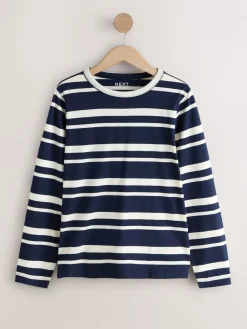 Next Navy/White Striped Long Sleeve Crew Neck T-Shirt New