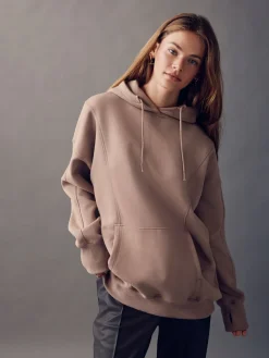 Next Neutral Brown Relaxed Fit Longline Hoodie Best