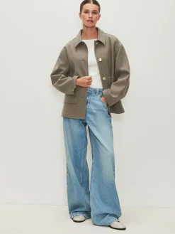 Next Brushed Collared Jacket Neutral Sale