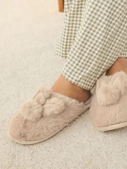 Next Neutral Bunny Mule Slippers New