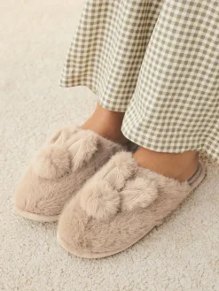 Next Neutral Bunny Mule Slippers New
