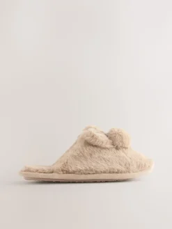 Next Neutral Bunny Mule Slippers New