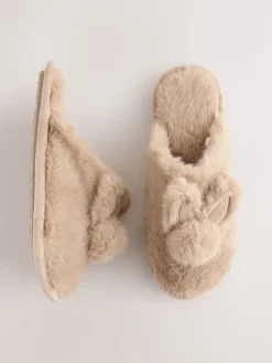 Next Neutral Bunny Mule Slippers New