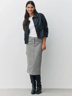 Next Ponte Pencil Skirt Neutral Check Sale