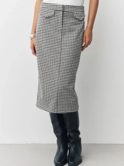 Next Ponte Pencil Skirt Neutral Check Sale