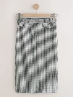 Next Ponte Pencil Skirt Neutral Check Sale