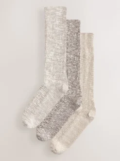 Next Cotton Slub Slouchy Ankle Socks 3 Pack Neutral Hot