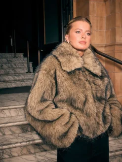 Next Faux Fur Zip Through Jacket Neutral Hot