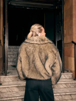 Next Faux Fur Zip Through Jacket Neutral Hot