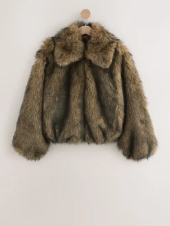 Next Faux Fur Zip Through Jacket Neutral Hot