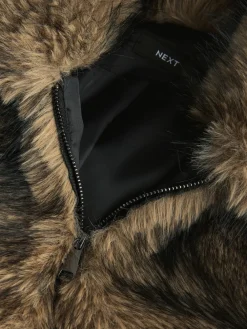Next Faux Fur Zip Through Jacket Neutral Hot