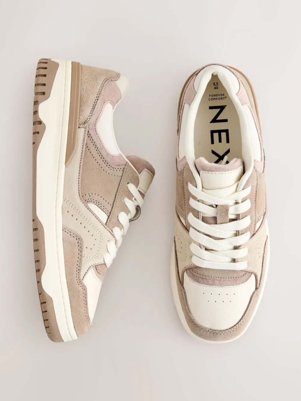Next Forever Comfort® Panelled Chunky Lace-Up Trainers Neutral Clearance