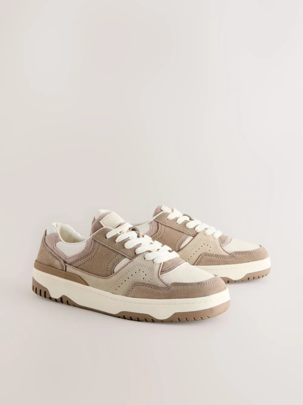 Next Forever Comfort® Panelled Chunky Lace-Up Trainers Neutral Clearance