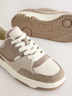 Next Forever Comfort® Panelled Chunky Lace-Up Trainers Neutral Clearance