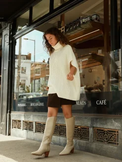 Next Forever Comfort® Western Block Heel Knee High Boots Neutral Leather New