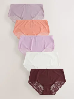 Next Neutral Midi No VPL Lace Back Briefs 5 Pack Clearance