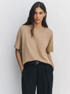 Next N. Premium Cosy Short Sleeve Crew Neck T-Shirt Neutral