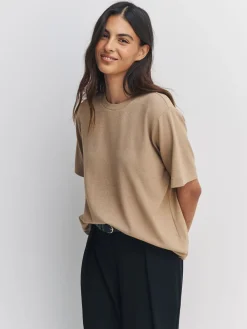 Next N. Premium Cosy Short Sleeve Crew Neck T-Shirt Neutral