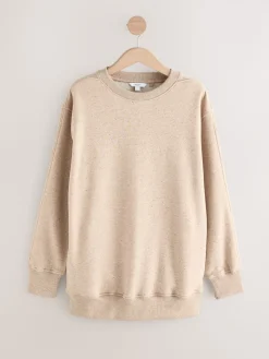 Next Relaxed Fit Essentials Longline Sweatshirt with Pockets Neutral Neppy Discount