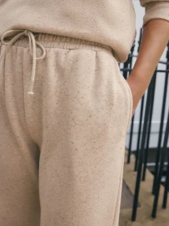 Next Essential Wide Leg Jersey Joggers Neutral Neppy Textured Best