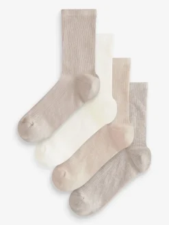 Next Ribbed Ankle Socks 4 Pack Neutral Online