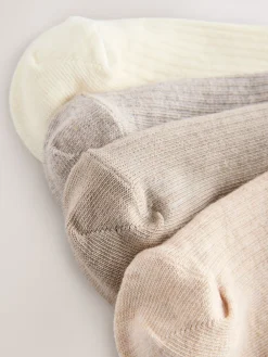 Next Neutral Ribbed Trainer Socks 4 Pack New