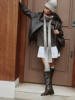 Next Neutral Space Dye Knitted Beanie Hat Outlet