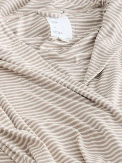Next Cosy Lightweight Dressing Gown Neutral Stripe New