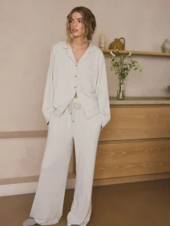 Next Neutral Stripe Jersey Button Through Pyjamas Hot