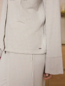 Next Neutral Stripe Jersey Button Through Pyjamas Hot