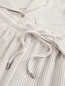 Next Neutral Stripe Jersey Button Through Pyjamas Hot
