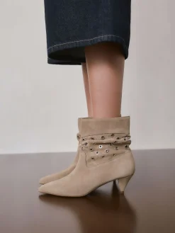 Next Neutral Suede Forever Comfort® Eyelet Embellished Ankle Boots Outlet
