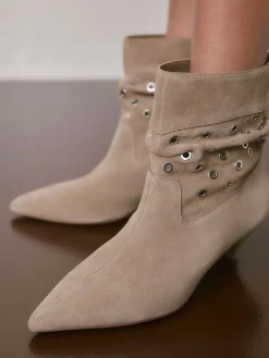 Next Neutral Suede Forever Comfort® Eyelet Embellished Ankle Boots Outlet