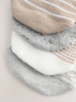 Next Neutral/Grey Animal and Stripe Invisible Trainer Socks 4 Pack Sale