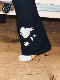 Never Fully Dressed Cotton Flare Leggings Black Embroidery Sale