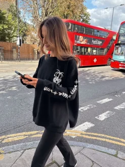 Never Fully Dressed Embroidered Sweatshirt Black Sale