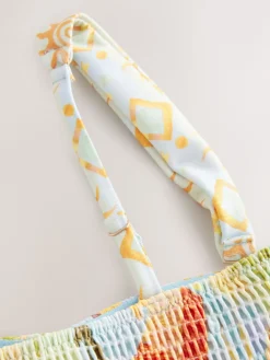 Never Fully Dressed Blue Sun Shirred Bandeau Bikini Top Best