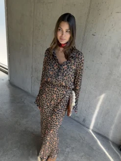 Never Fully Dressed Brown Petite Leopard Mia Petite Dress Discount