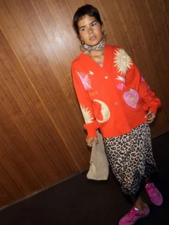 Never Fully Dressed Brown Leopard Print Lace Maeva Midi Skirt Sale