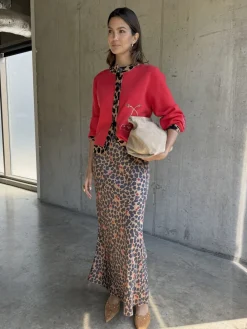 Never Fully Dressed Brown Cherry Leopard Dorris Skirt Hot