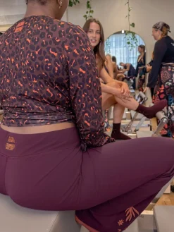 Never Fully Dressed Cotton Flare Leggings Burgundy Embroidered Outlet