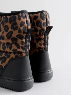 Never Fully Dressed Burgundy Leopard Nylon Padded Boots New