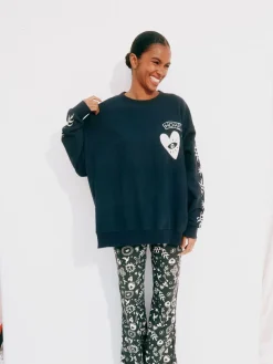 Never Fully Dressed Embroidered Sweatshirt Charcoal Grey Sale