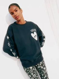 Never Fully Dressed Embroidered Sweatshirt Charcoal Grey Sale