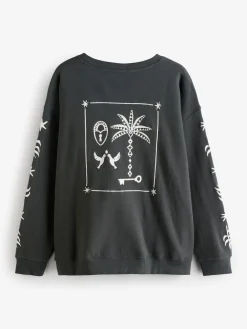 Never Fully Dressed Embroidered Sweatshirt Charcoal Grey Sale