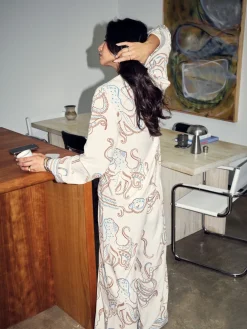 Never Fully Dressed Cream Octopus Viscose Button Through Pyjamas Discount