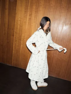 Never Fully Dressed Cream Ski Print Waffle Robe