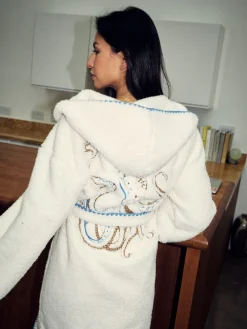 Never Fully Dressed Cream Octopus Borg Fleece Robe Hot