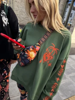 Never Fully Dressed Embroidered Sweatshirt Khaki Green